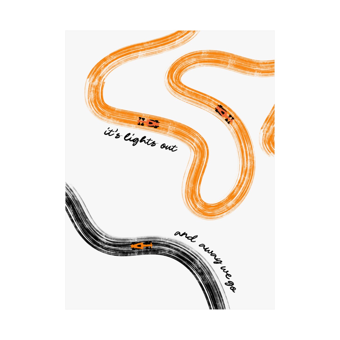 F1 McLaren Orange and Black Matte Vertical Poster | F1 Giclée Art Print (US SIZING)