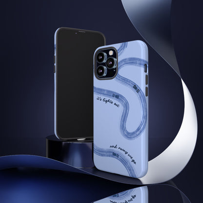 F1 Phone Case Monochrome Blue Painted "its lights out and away we go", Trendy F1 Gift, Formula 1 Gift, Cute F1 Phone Case, Phone Case
