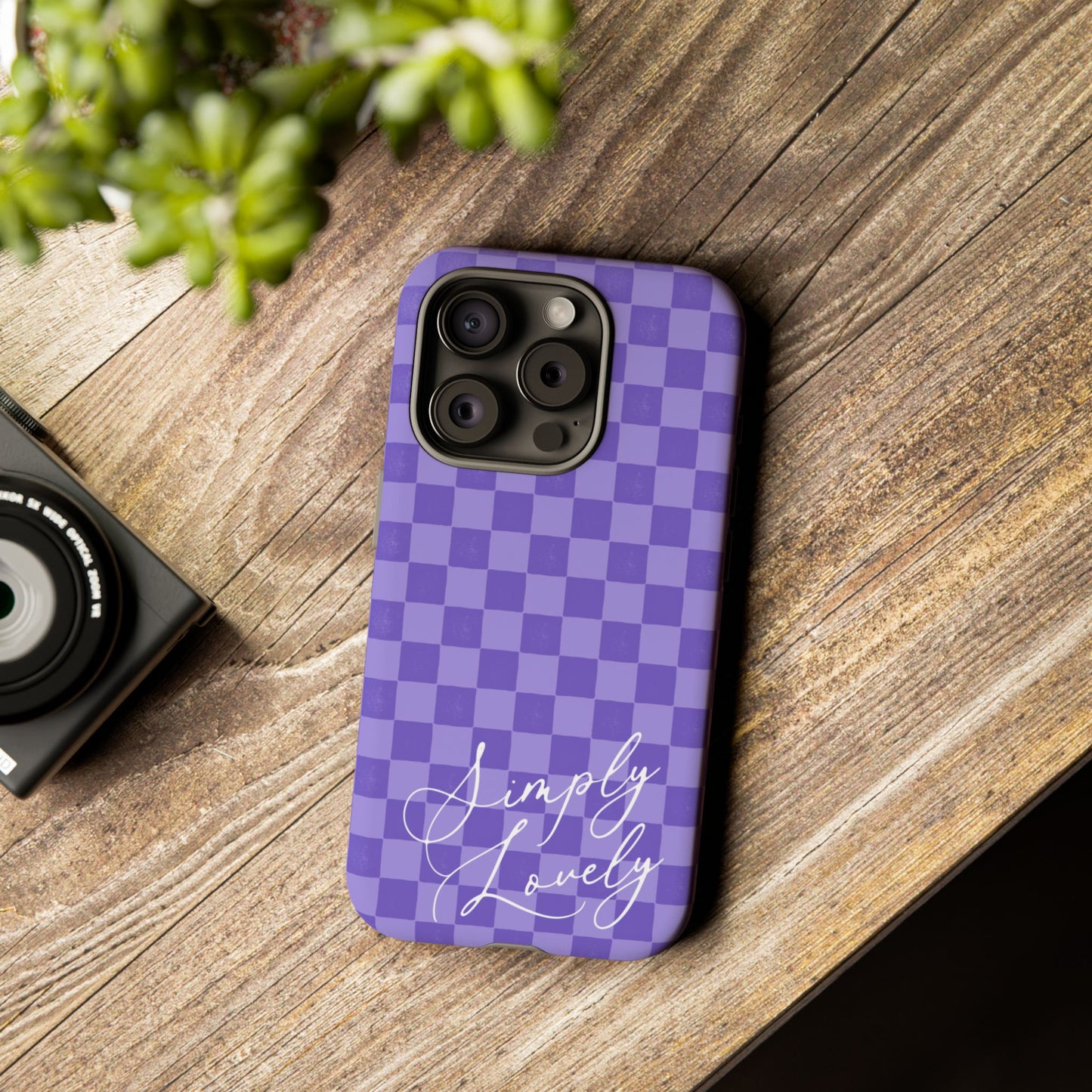 Simply Lovely Purple Checkered F1 Phone Case Design, Trendy F1 Gift, Formula 1 Gift, Cute F1 Phone Case