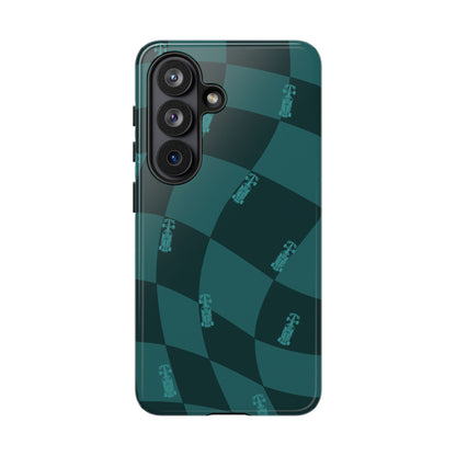 F1 Phone Case Teal Checkered Design, Trendy F1 Gift, Formula 1 Gift, Cute F1 Phone Case, Unique Formula One Phone Case
