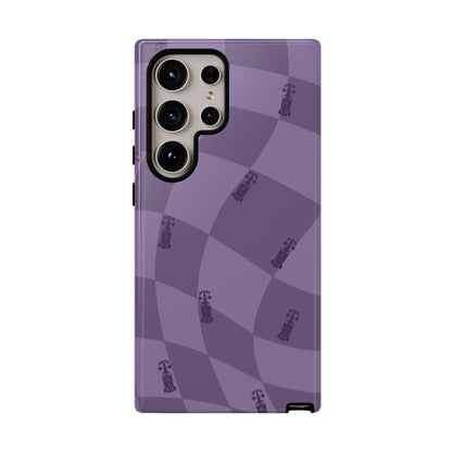 F1 Phone Case Purple Checkered Design, Trendy F1 Gift, Formula 1 Gift, Cute F1 Phone Case, Unique Formula One Phone Case