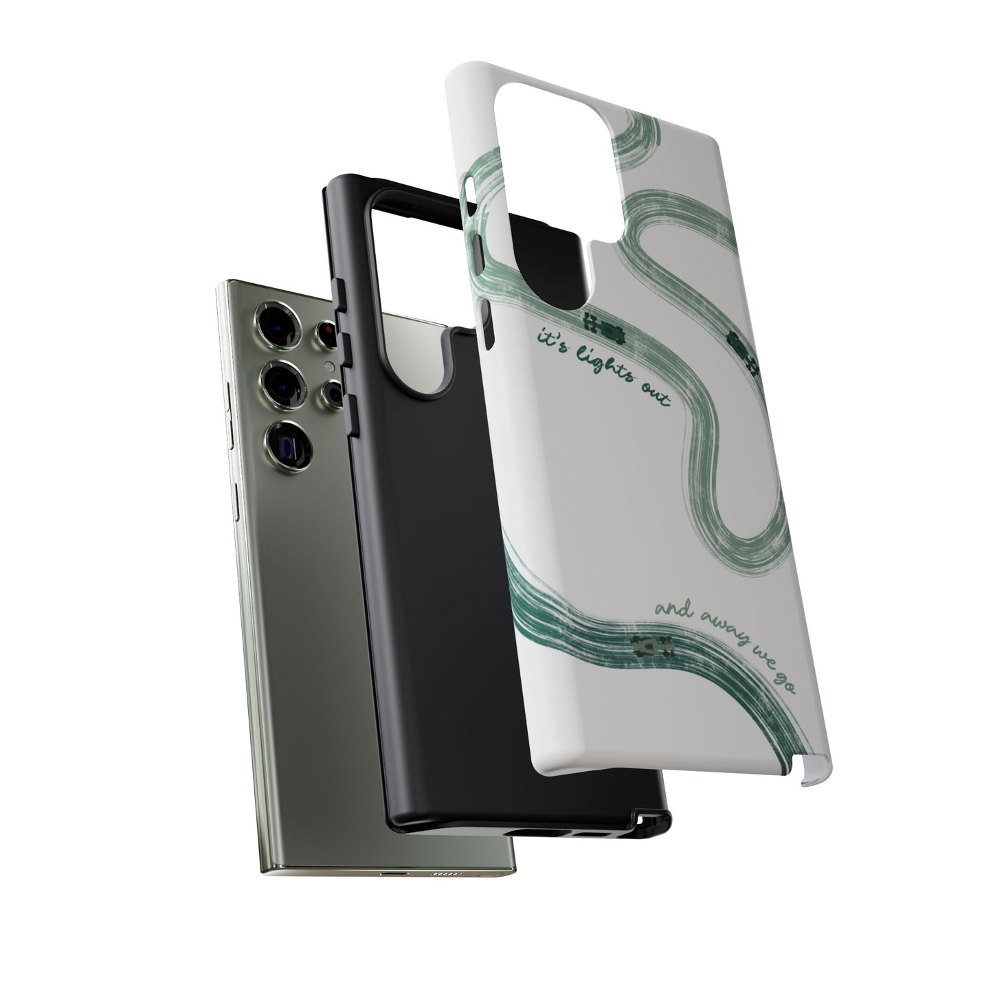 F1 Phone Case Green Painted "its lights out and away we go", Trendy F1 Gift, Formula 1 Gift, Cute F1 Phone Case, Gift for F1 Fans