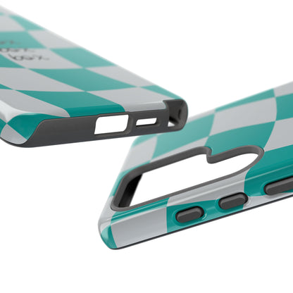 Mercedes Teal and Grey Checkered F1 Phone Case, Box Box Box F1 Phone Case