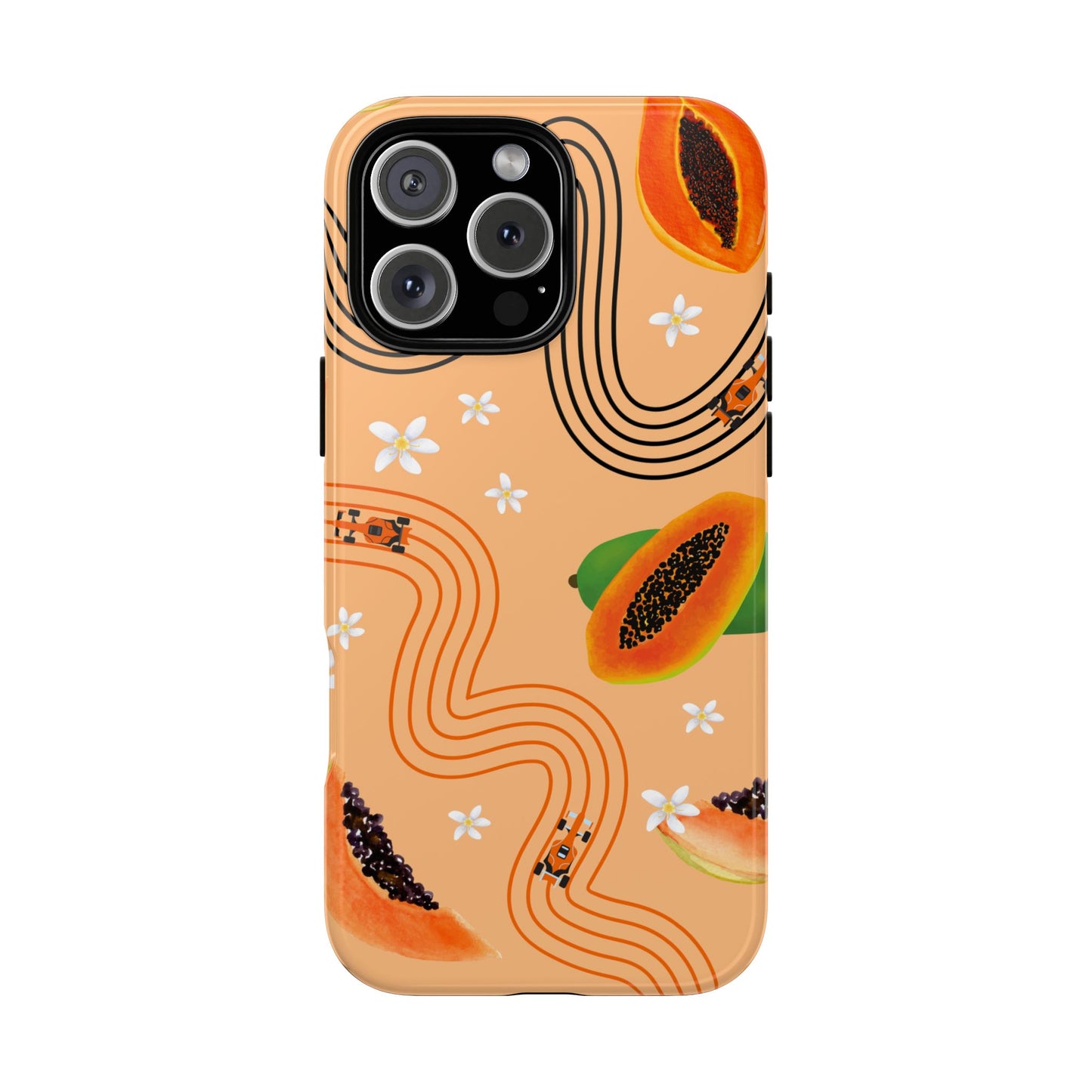 Orange F1 McLaren and Papaya Phone Case, Trendy F1 Gift, Formula 1 Gift, Cute Fruit F1 Phone Case, Unique Phone Case