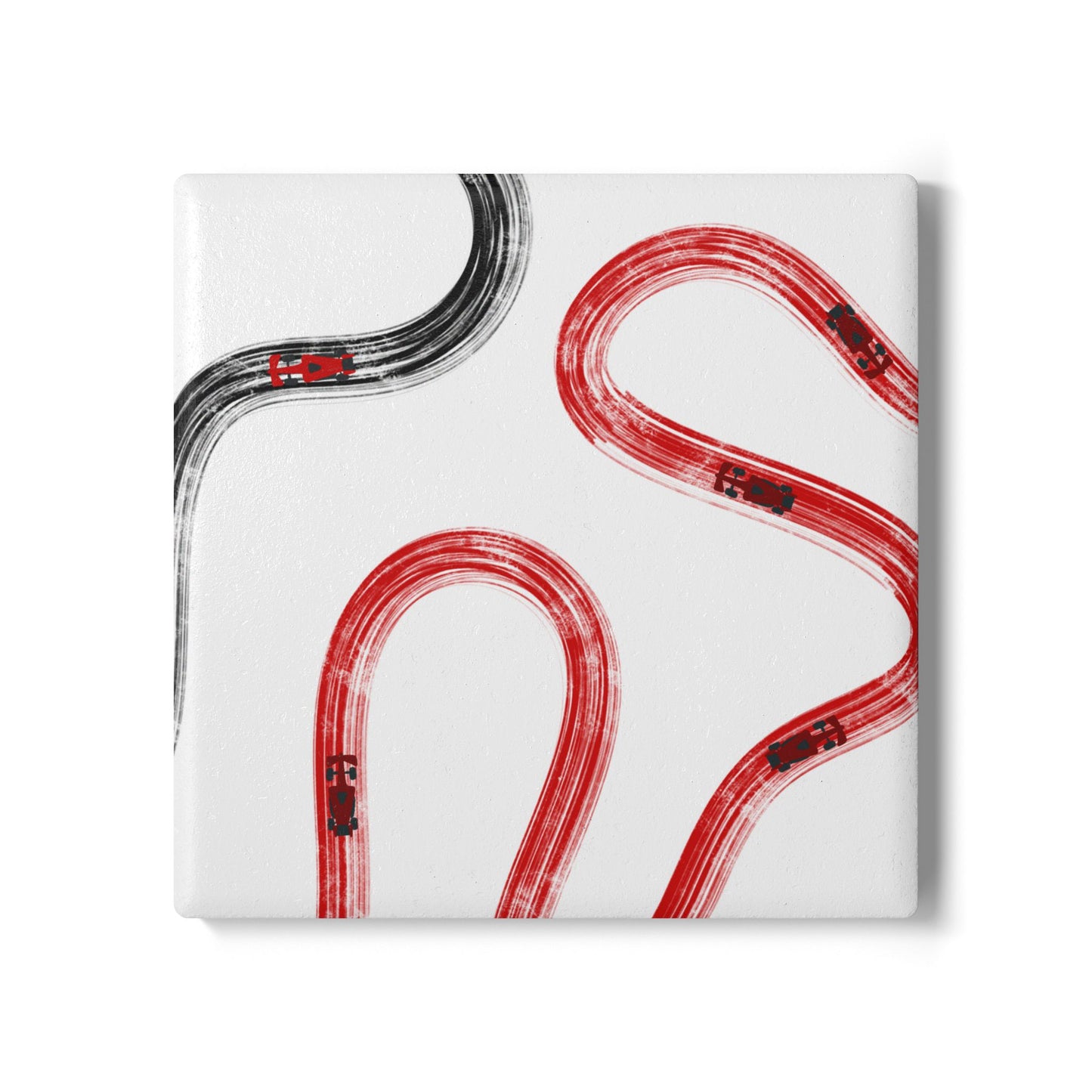 F1 Ferrari Ceramic Coaster - Red and Black Painted Tracks