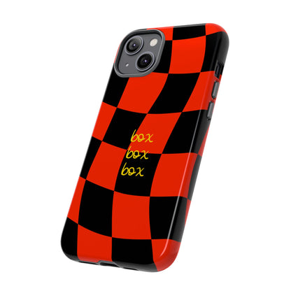 F1 Ferrari Black and Red Checkered Phone Case, Box Box Box F1 Phone Case