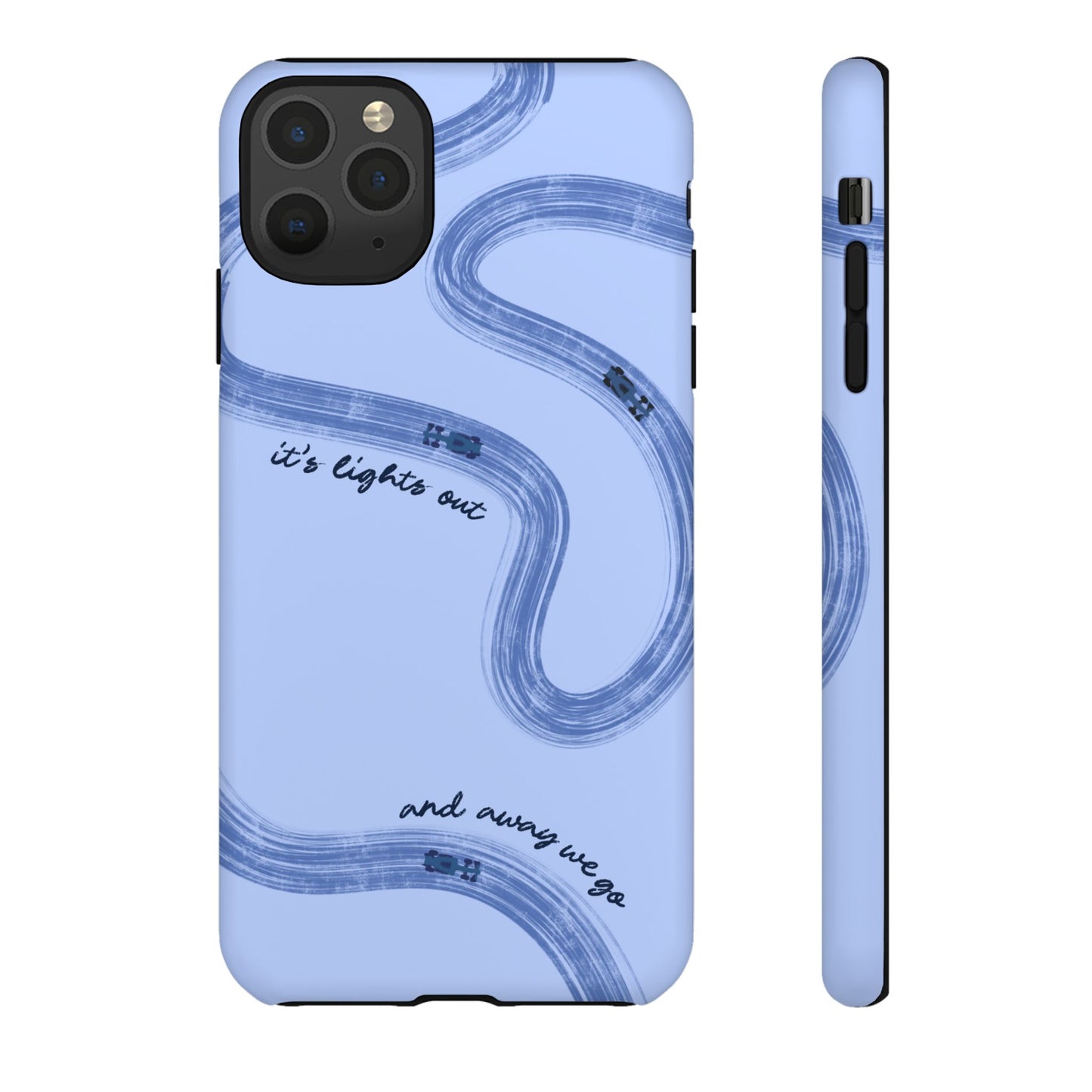 F1 Phone Case Monochrome Blue Painted "its lights out and away we go", Trendy F1 Gift, Formula 1 Gift, Cute F1 Phone Case, Phone Case