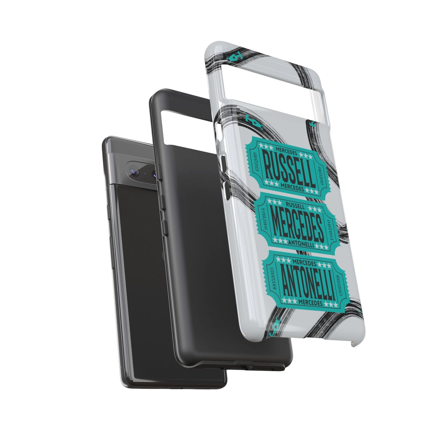 Mercedes F1 Phone Case Painted Ticket Stubs, Trendy F1 Gift, Formula 1 Gift, Cute F1 Phone Case