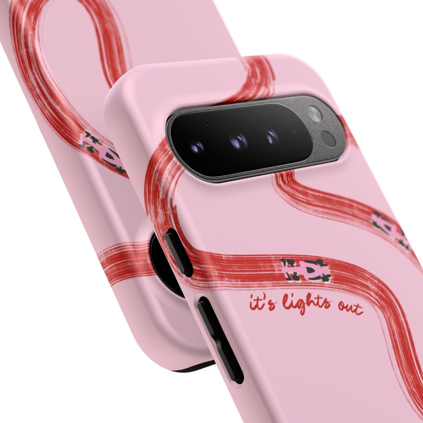 F1 Phone Case Pink and Red Painted "its lights out and away we go", Trendy F1 Gift, Formula 1 Gift, Cute F1 Phone Case, Unique Phone Case