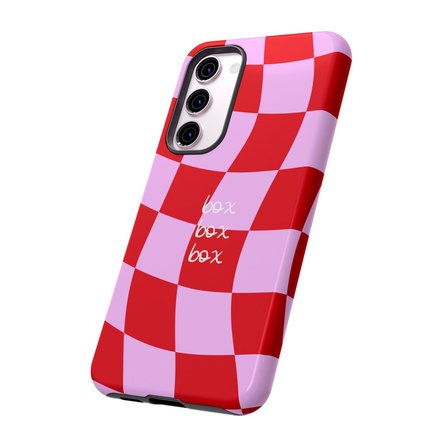 Pink and Red Checkered F1 Phone Case, Box Box Box F1 Phone Case