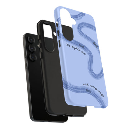 F1 Phone Case Monochrome Blue Painted "its lights out and away we go", Trendy F1 Gift, Formula 1 Gift, Cute F1 Phone Case, Phone Case