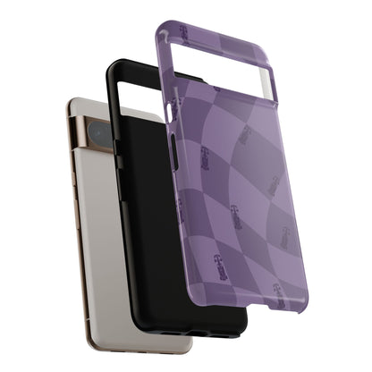 F1 Phone Case Purple Checkered Design, Trendy F1 Gift, Formula 1 Gift, Cute F1 Phone Case, Unique Formula One Phone Case