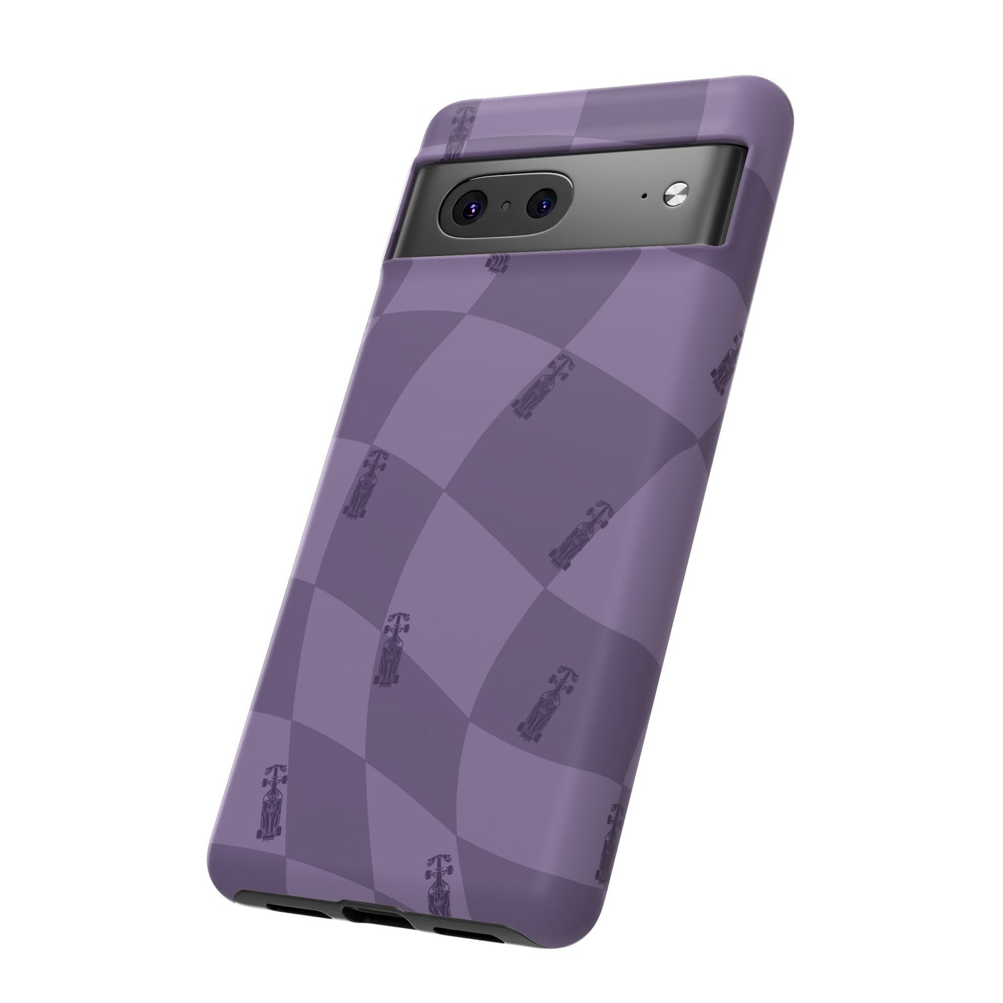 F1 Phone Case Purple Checkered Design, Trendy F1 Gift, Formula 1 Gift, Cute F1 Phone Case, Unique Formula One Phone Case