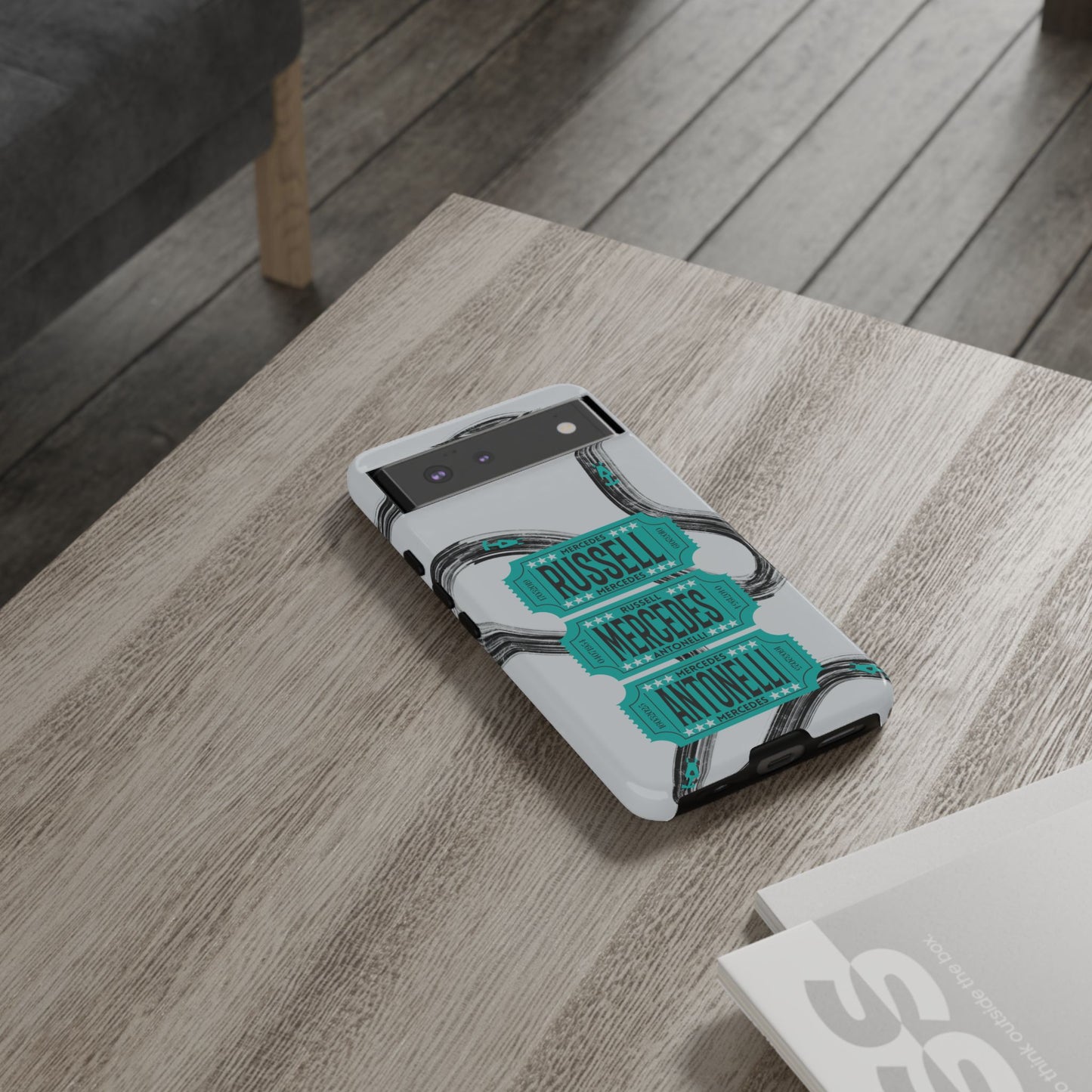 Mercedes F1 Phone Case Painted Ticket Stubs, Trendy F1 Gift, Formula 1 Gift, Cute F1 Phone Case