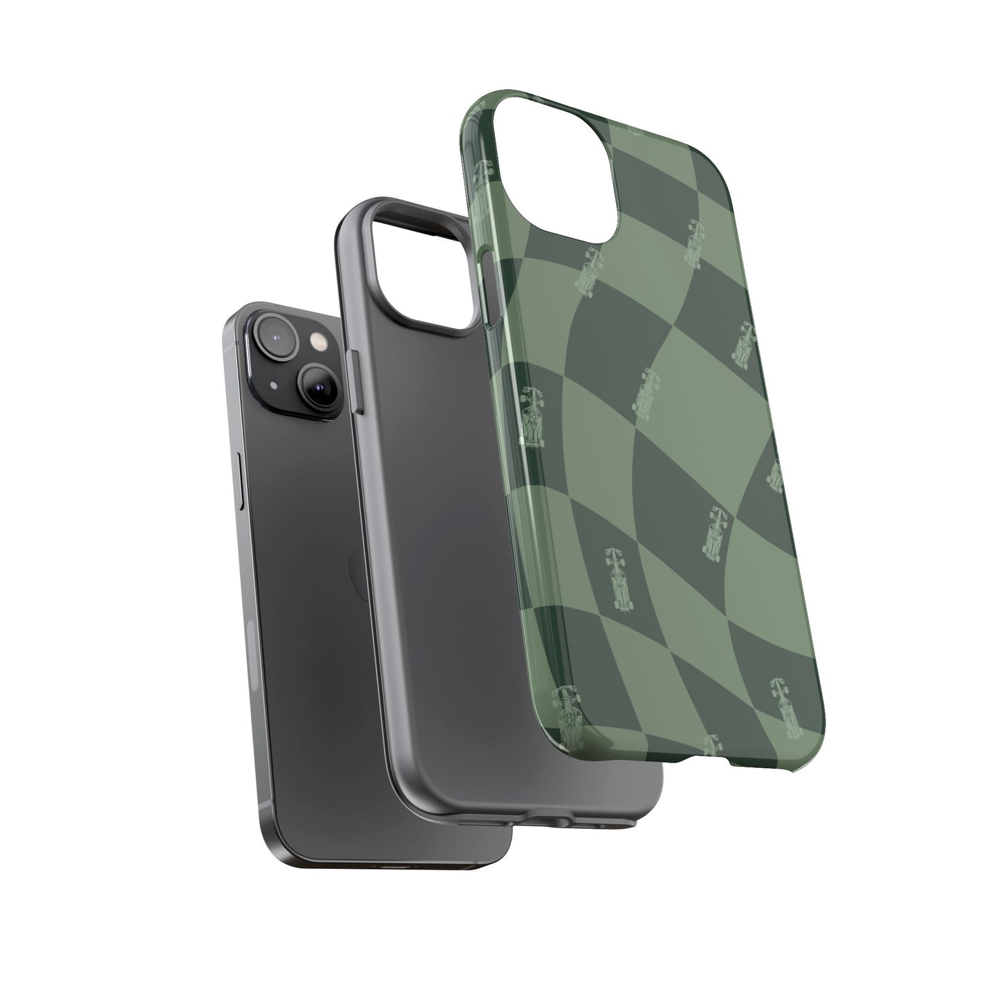 F1 Phone Case Green Checkerboard Design, Trendy F1 Gift, Formula 1 Gift, Cute F1 Phone Case, Unique Formula One Phone Case