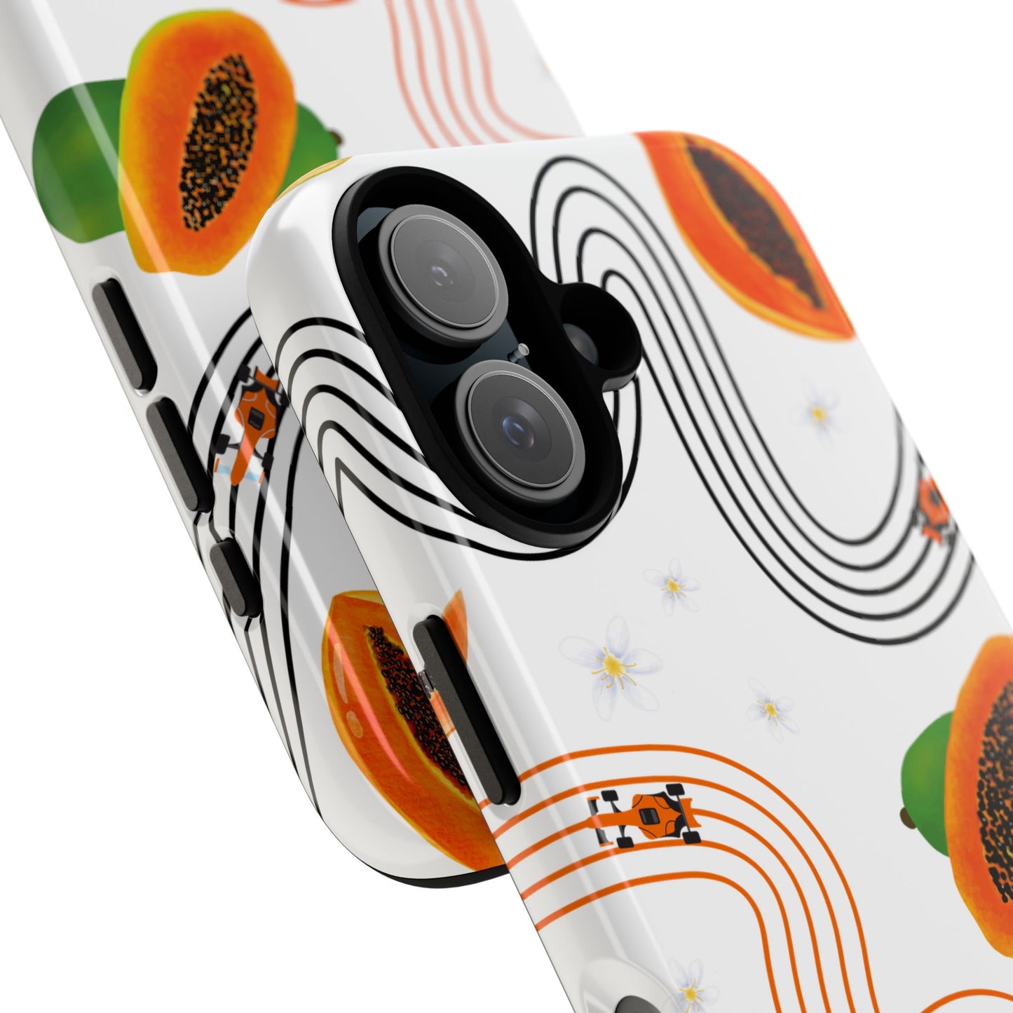 F1 McLaren and Papaya Phone Case , Trendy F1 Gift, Formula 1 Gift, Cute Fruit F1 Phone Case, Unique Phone Case