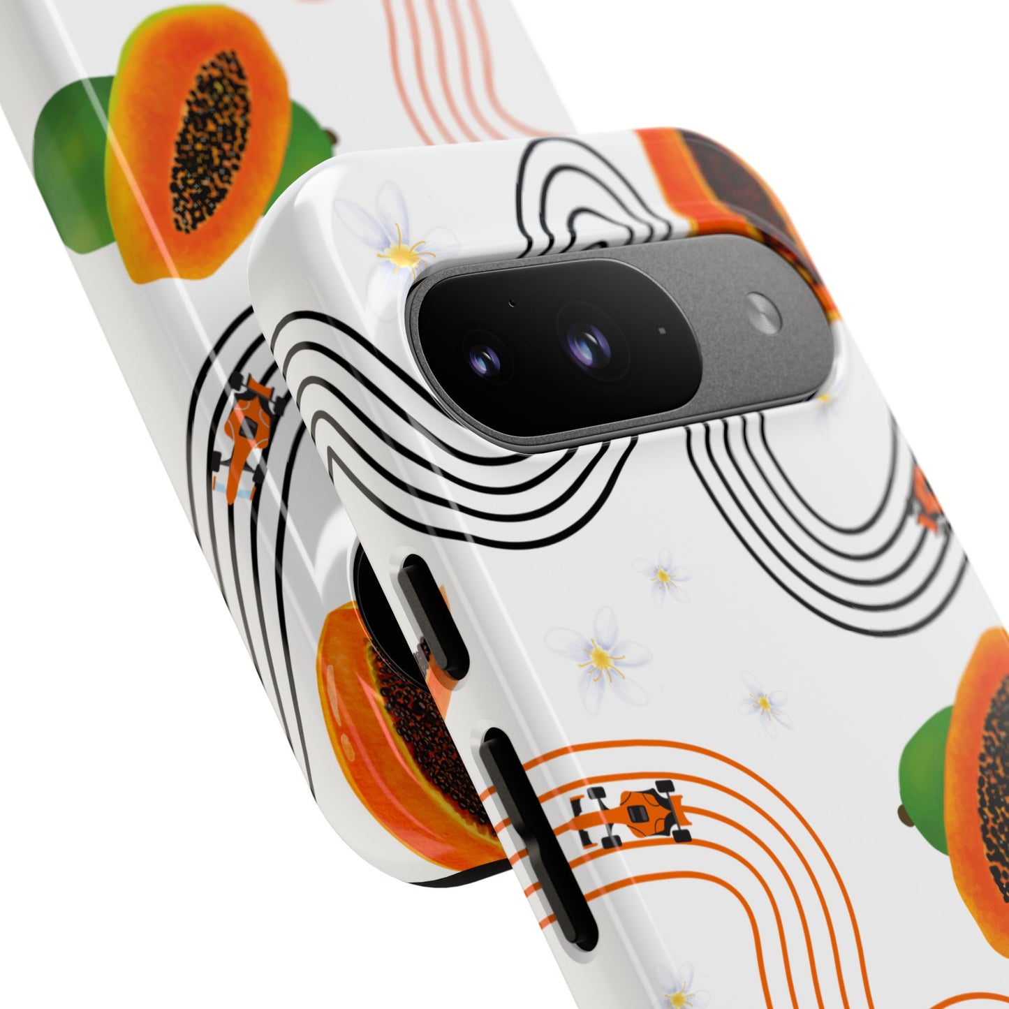 F1 McLaren and Papaya Phone Case , Trendy F1 Gift, Formula 1 Gift, Cute Fruit F1 Phone Case, Unique Phone Case
