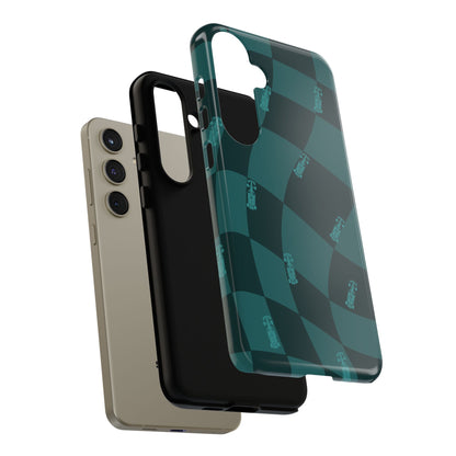 F1 Phone Case Teal Checkered Design, Trendy F1 Gift, Formula 1 Gift, Cute F1 Phone Case, Unique Formula One Phone Case