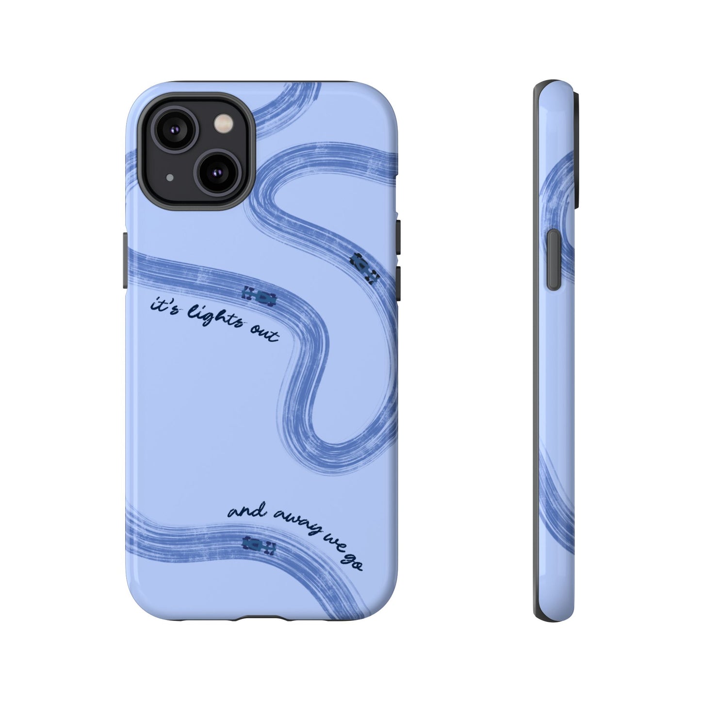 F1 Phone Case Monochrome Blue Painted "its lights out and away we go", Trendy F1 Gift, Formula 1 Gift, Cute F1 Phone Case, Phone Case