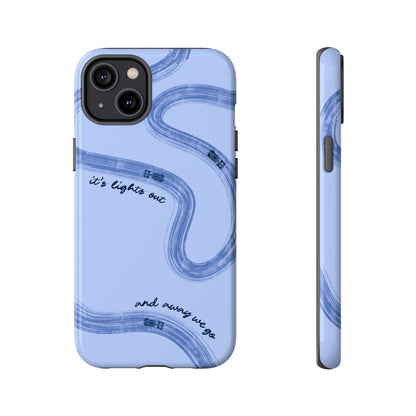 F1 Phone Case Monochrome Blue Painted "its lights out and away we go", Trendy F1 Gift, Formula 1 Gift, Cute F1 Phone Case, Phone Case
