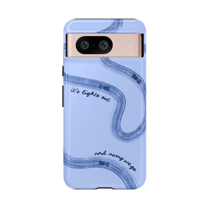 F1 Phone Case Monochrome Blue Painted "its lights out and away we go", Trendy F1 Gift, Formula 1 Gift, Cute F1 Phone Case, Phone Case