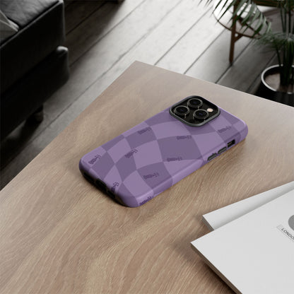 F1 Phone Case Purple Checkered Design, Trendy F1 Gift, Formula 1 Gift, Cute F1 Phone Case, Unique Formula One Phone Case