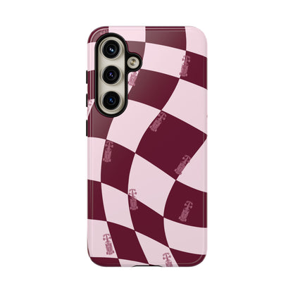 F1 Phone Case Pink Checkered Design, Trendy F1 Gift, Formula 1 Gift, Cute F1 Phone Case, Unique Formula One Phone Case