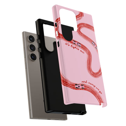 F1 Phone Case Pink and Red Painted "its lights out and away we go", Trendy F1 Gift, Formula 1 Gift, Cute F1 Phone Case, Unique Phone Case
