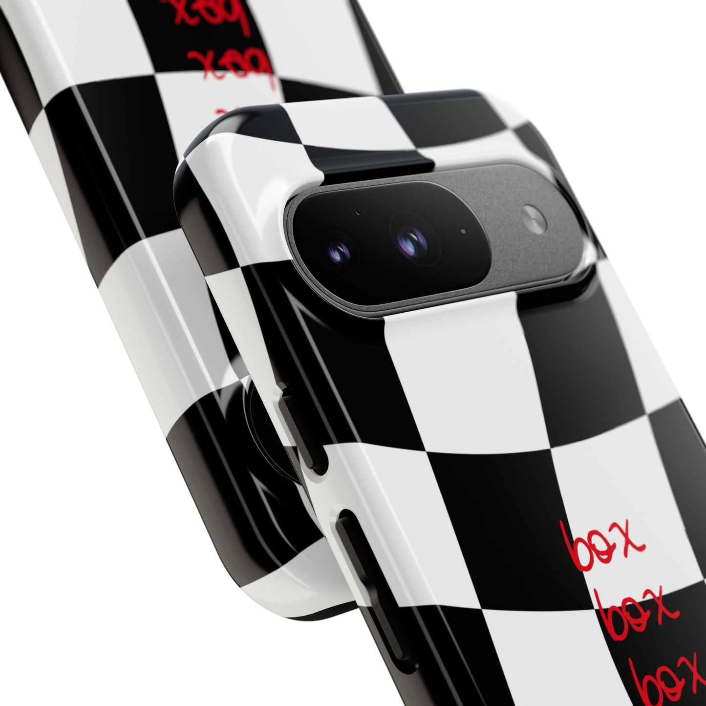 Black and Red Checkered F1 Phone Case, Box Box Box F1 Phone Case