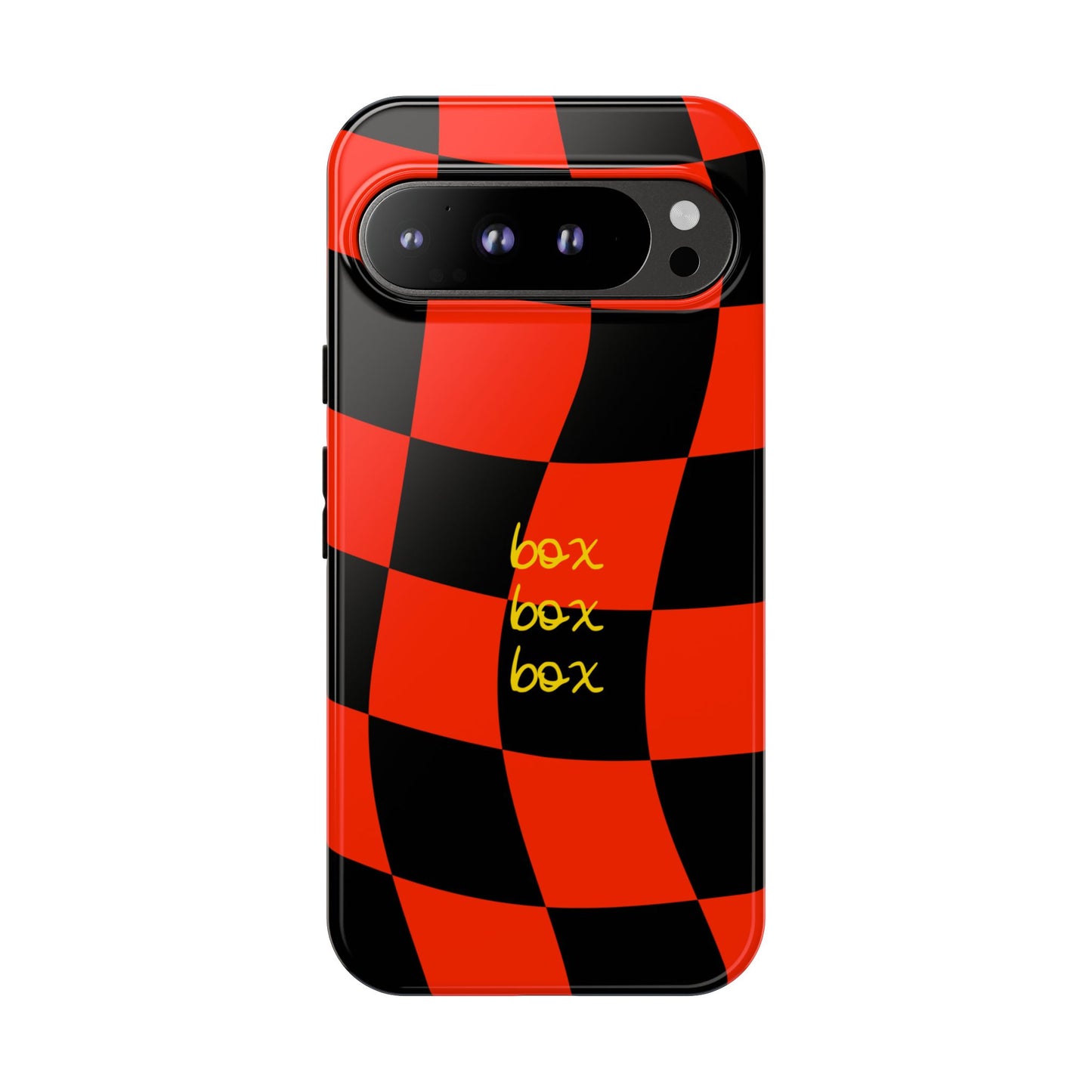 F1 Ferrari Black and Red Checkered Phone Case, Box Box Box F1 Phone Case