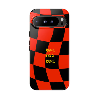 F1 Ferrari Black and Red Checkered Phone Case, Box Box Box F1 Phone Case