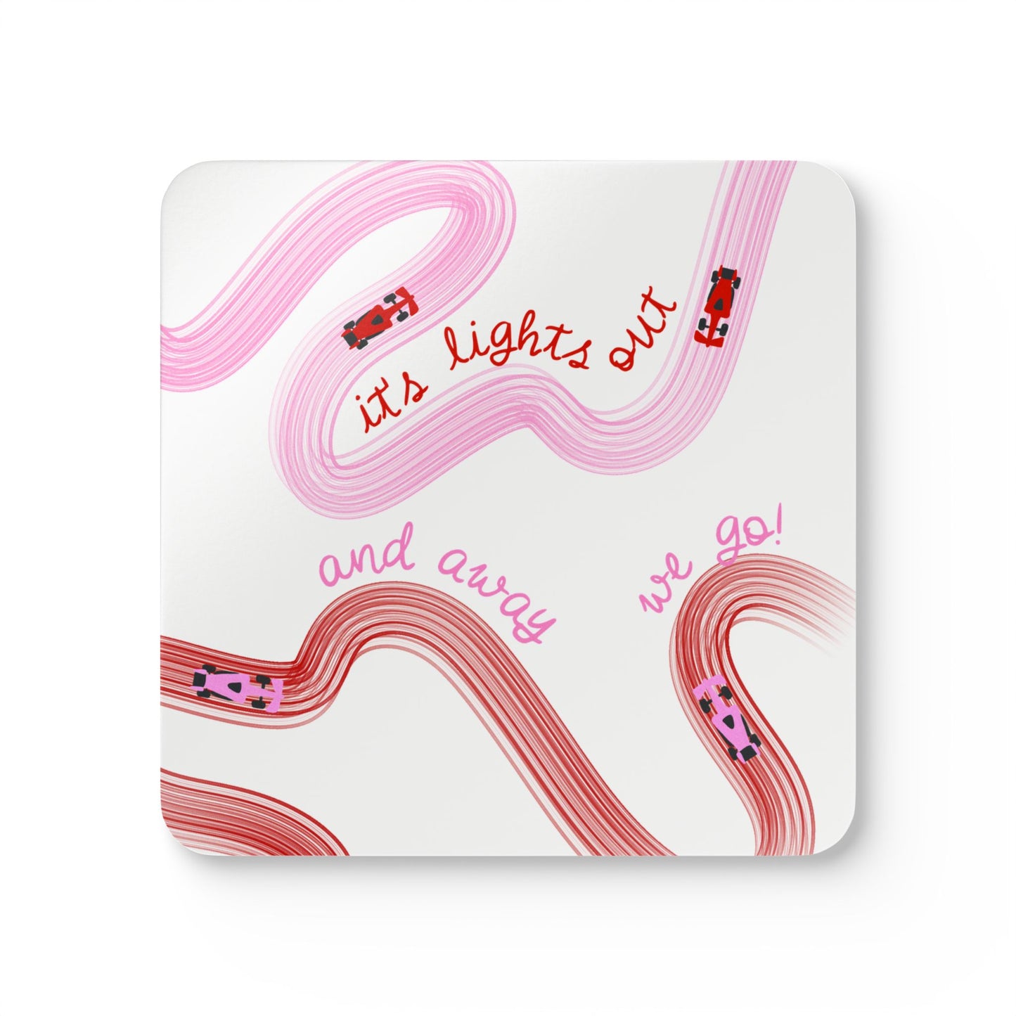 it's lights out and away we go coaster | corkwood coaster set