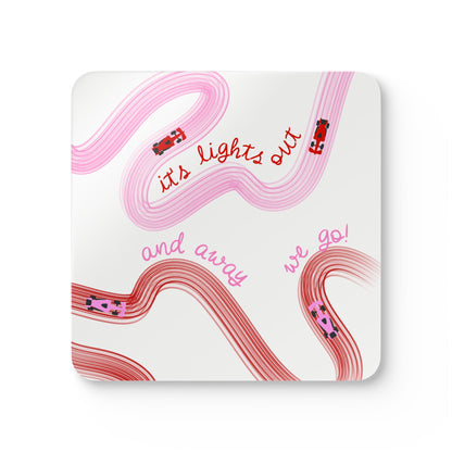 it's lights out and away we go coaster | corkwood coaster set