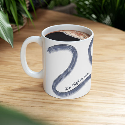 Blue F1 Painted It's Lights Out and Away We Go Mug, Unique Gift for Coffee Lovers, Whimsical Formula 1 Gift