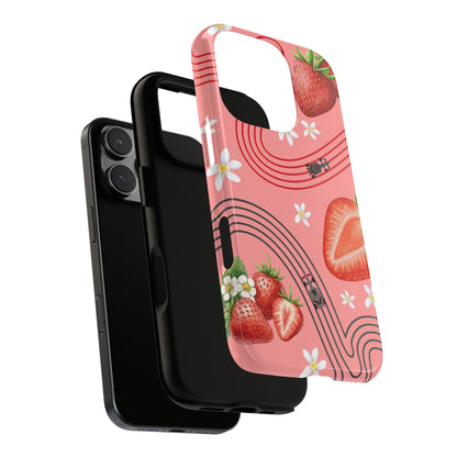 Red F1 Audi and Strawberries Phone Case, Trendy F1 Gift, Formula 1 Gift, Cute Fruit F1 Phone Case, Unique Phone Case