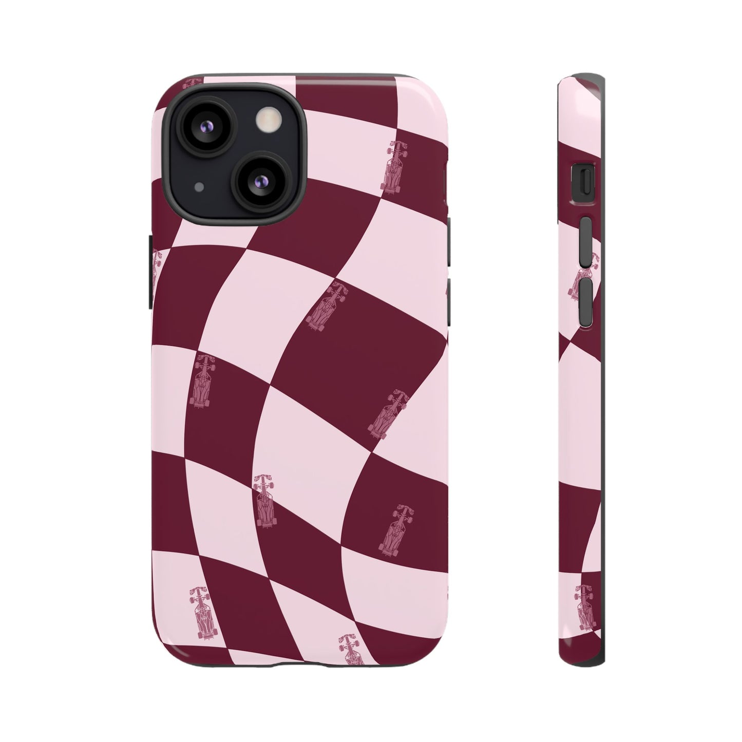 F1 Phone Case Pink Checkered Design, Trendy F1 Gift, Formula 1 Gift, Cute F1 Phone Case, Unique Formula One Phone Case
