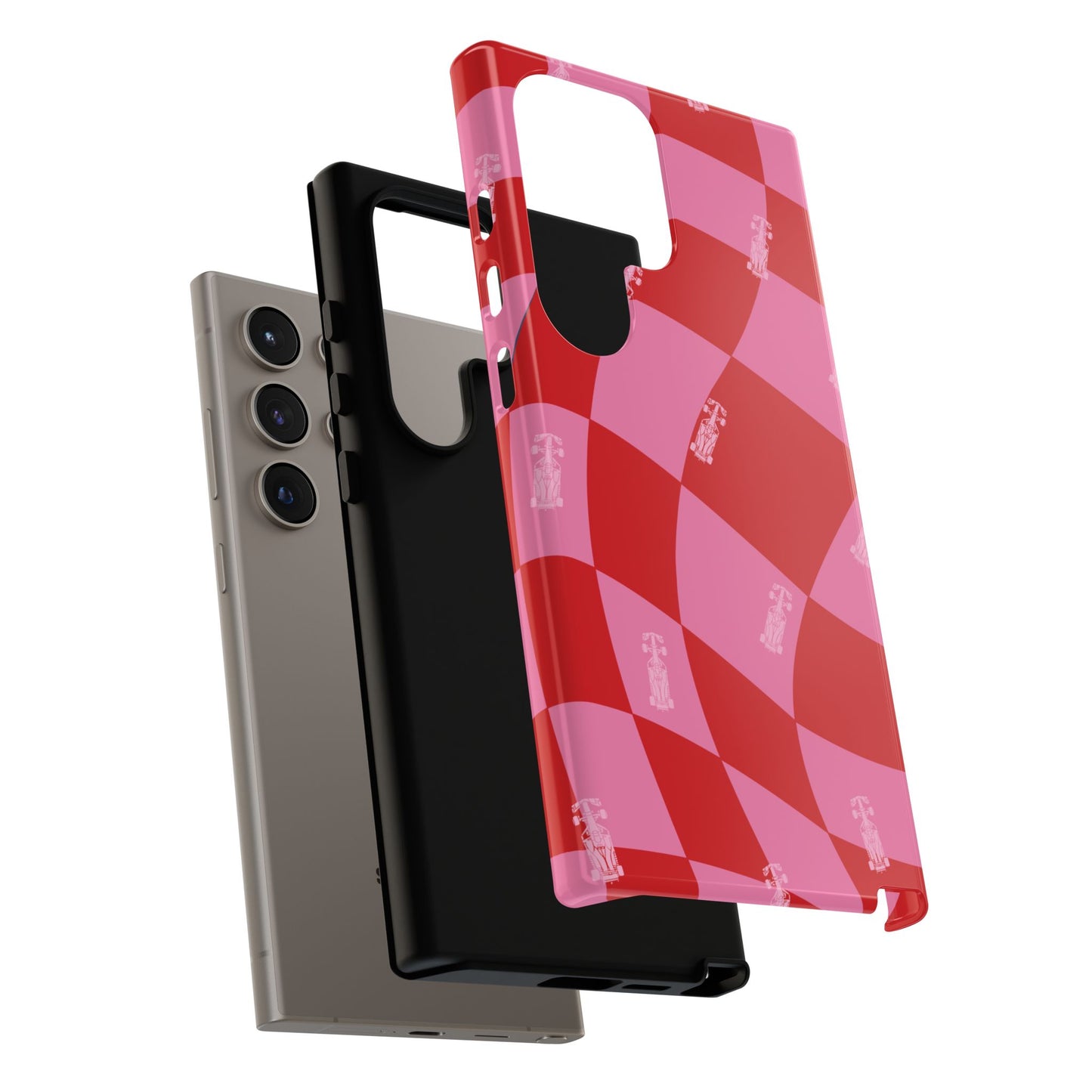 F1 Phone Case Pink and Red Checkerboard Design, Trendy F1 Gift, Girly Formula 1 Gift, Cute F1 Phone Case, Unique Formula One Phone Case