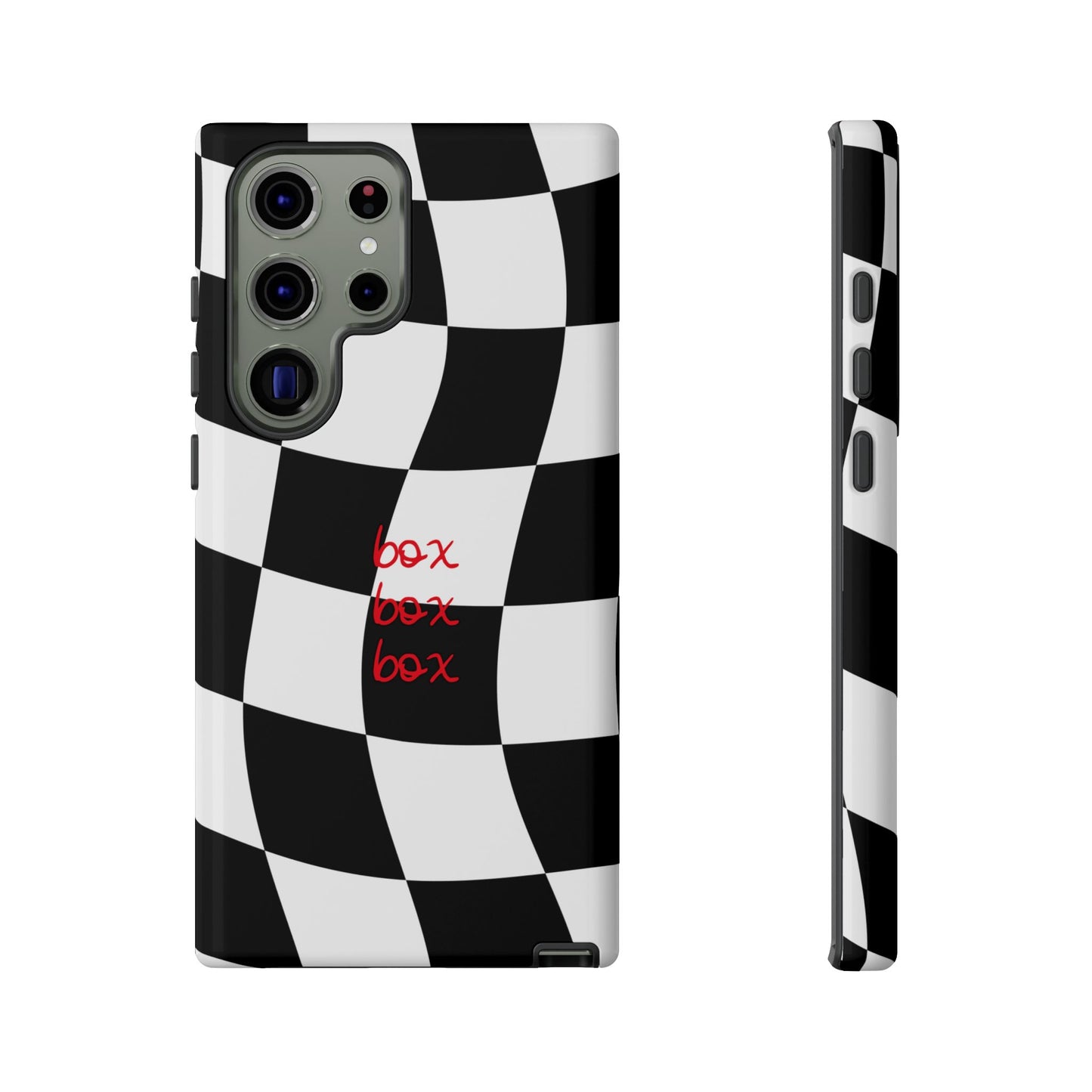 Black and Red Checkered F1 Phone Case, Box Box Box F1 Phone Case