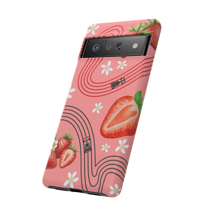 Red F1 Audi and Strawberries Phone Case, Trendy F1 Gift, Formula 1 Gift, Cute Fruit F1 Phone Case, Unique Phone Case