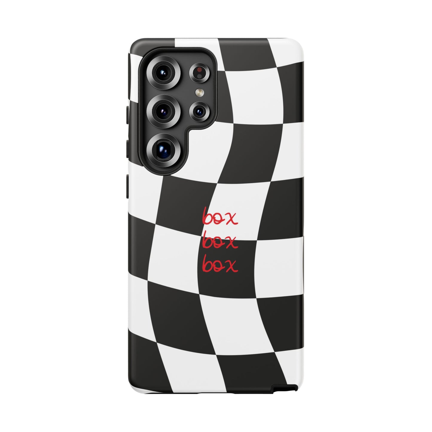 Black and Red Checkered F1 Phone Case, Box Box Box F1 Phone Case