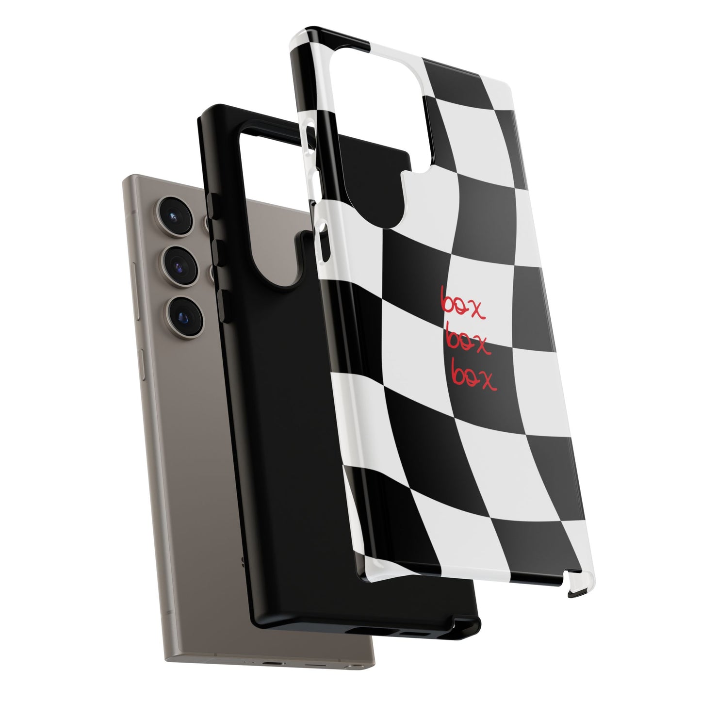 Black and Red Checkered F1 Phone Case, Box Box Box F1 Phone Case