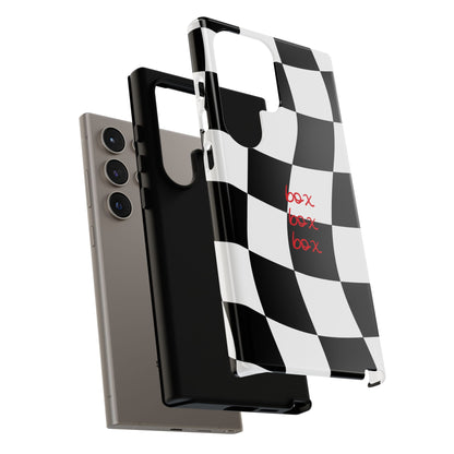 Black and Red Checkered F1 Phone Case, Box Box Box F1 Phone Case