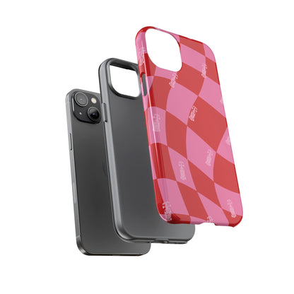 F1 Phone Case Pink and Red Checkerboard Design, Trendy F1 Gift, Girly Formula 1 Gift, Cute F1 Phone Case, Unique Formula One Phone Case