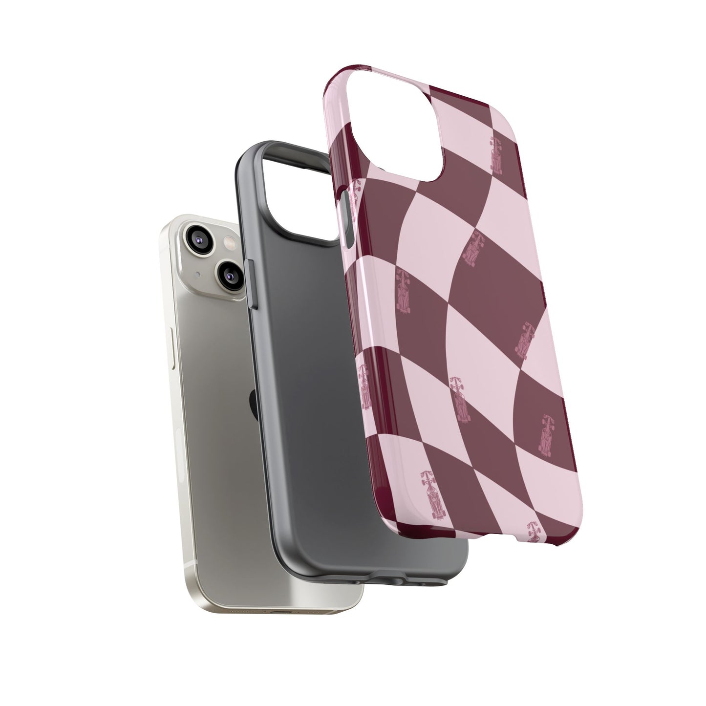 F1 Phone Case Pink Checkered Design, Trendy F1 Gift, Formula 1 Gift, Cute F1 Phone Case, Unique Formula One Phone Case