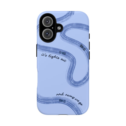 F1 Phone Case Monochrome Blue Painted "its lights out and away we go", Trendy F1 Gift, Formula 1 Gift, Cute F1 Phone Case, Phone Case
