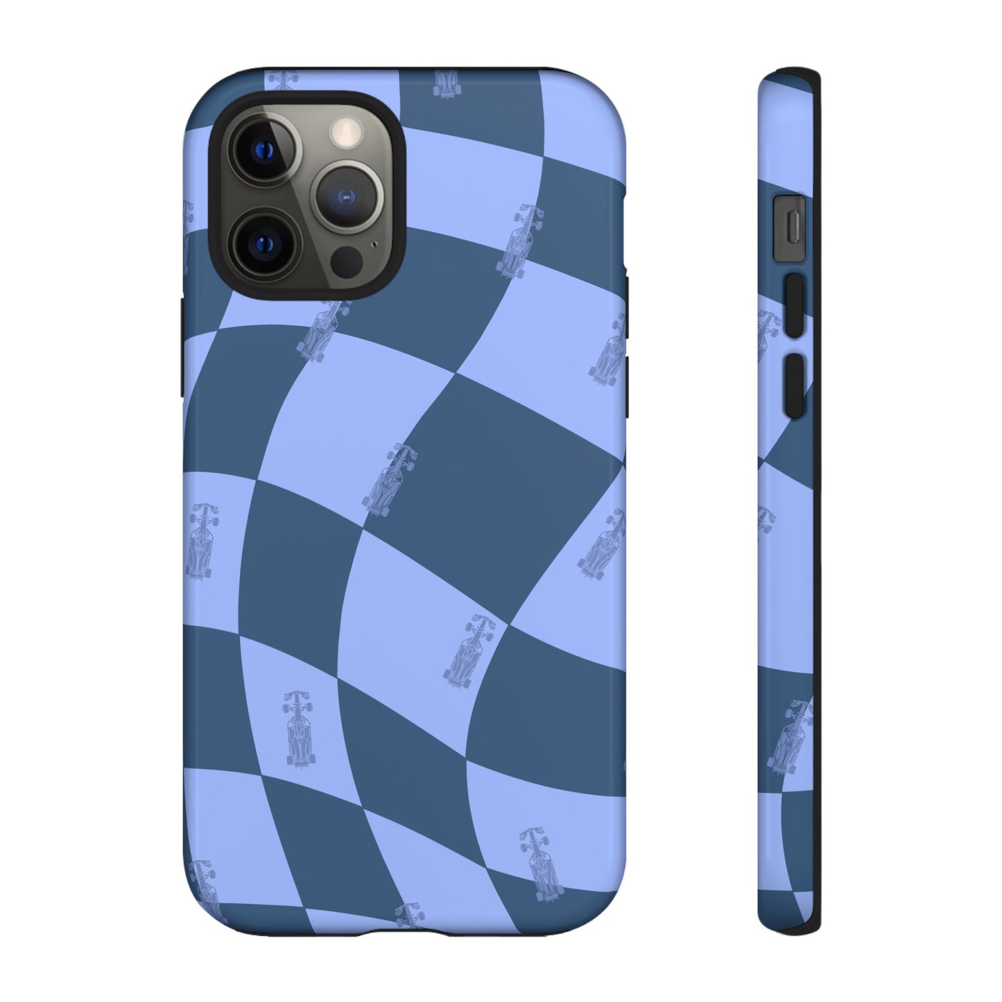 F1 Phone Case Blue Checkerboard Design, Trendy F1 Gift, Formula 1 Gift, Cute F1 Phone Case, Unique Formula One Phone Case
