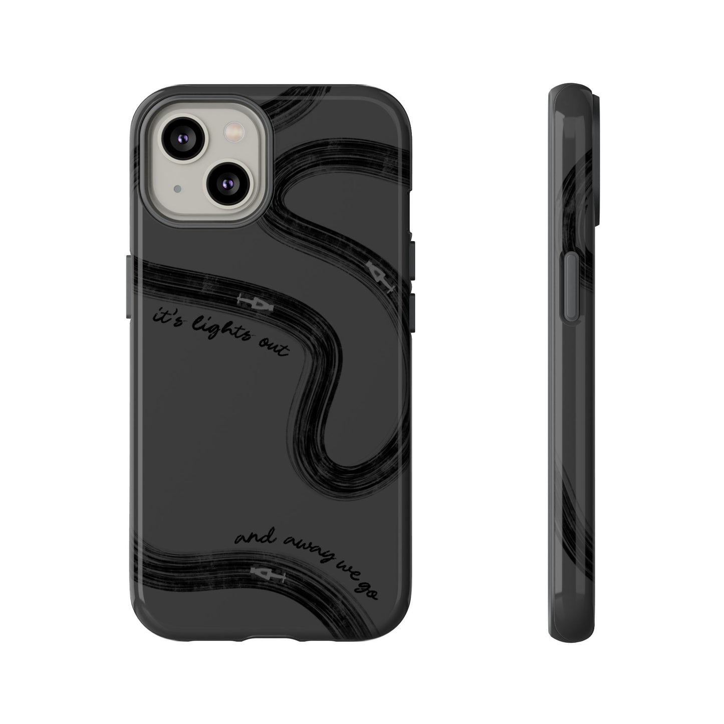 F1 Phone Case Monochrome Black Painted "its lights out and away we go", Trendy F1 Gift, Formula 1 Gift, Cute F1 Phone Case, Phone Case
