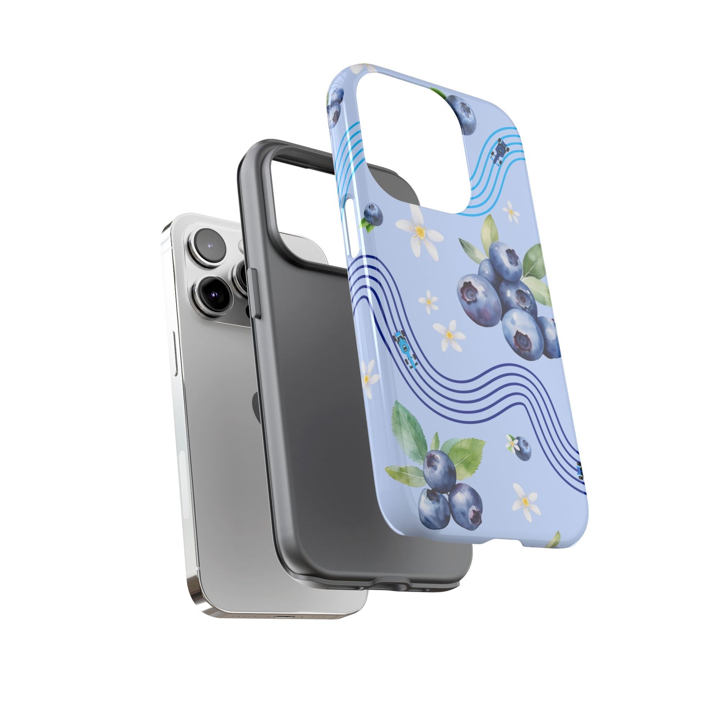 Blue F1 Williams and Blueberries Phone Case, Trendy F1 Gift, Formula 1 Gift, Cute Fruit F1 Phone Case, Unique Phone Case