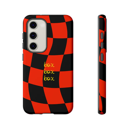 F1 Ferrari Black and Red Checkered Phone Case, Box Box Box F1 Phone Case