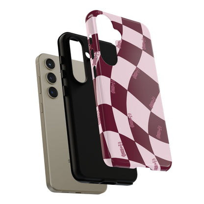 F1 Phone Case Pink Checkered Design, Trendy F1 Gift, Formula 1 Gift, Cute F1 Phone Case, Unique Formula One Phone Case